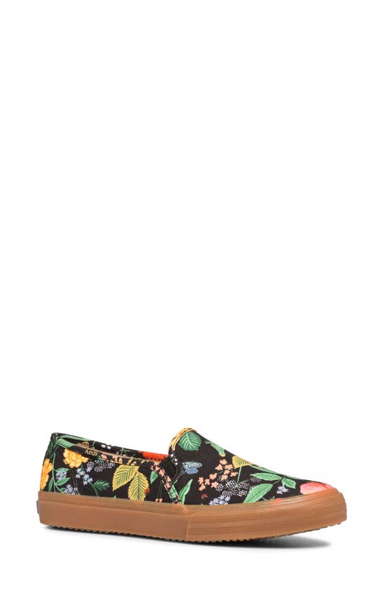 Keds X Rifle Paper Co Double Decker Slip On In Black Multi Modesens