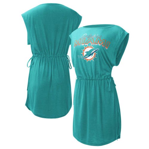 Women's G-III 4Her by Carl Banks Aqua Miami Dolphins G.O.A.T. Swimsuit Cover-Up