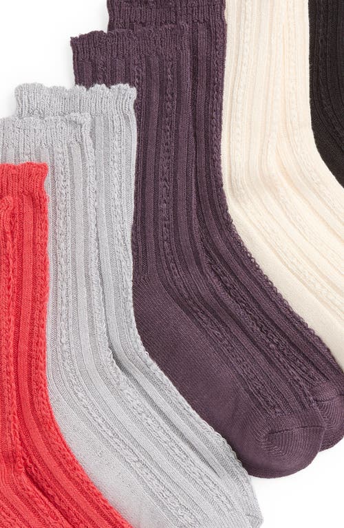 NORDSTROM NORDSTROM ASSORTED 5-PACK POINTELLE CREW SOCKS