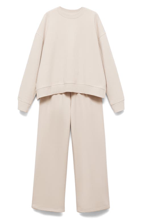 Mango Wide Leg Cotton Drawstring Pants In Sand