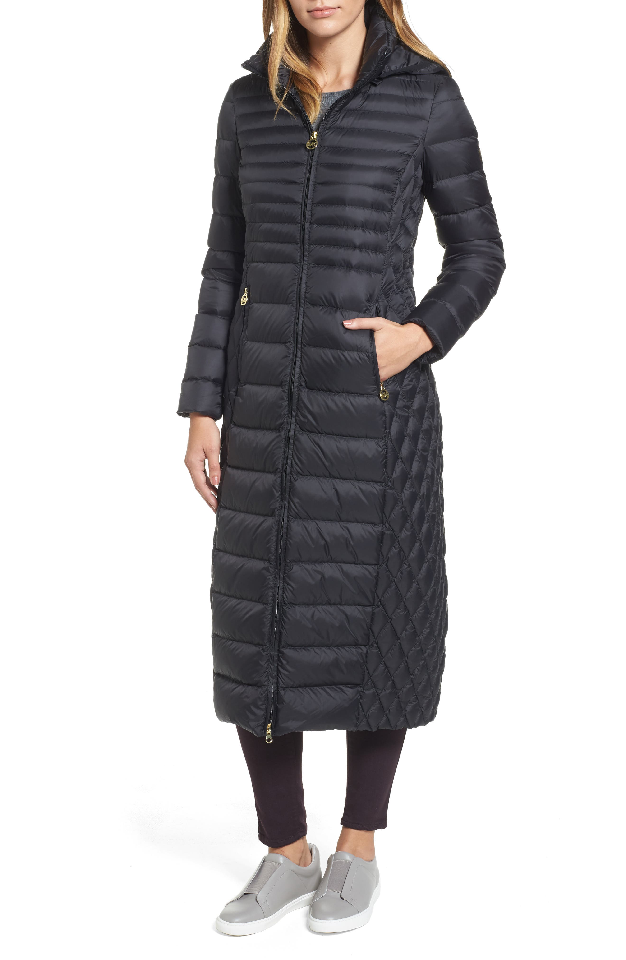 michael kors long packable down coat