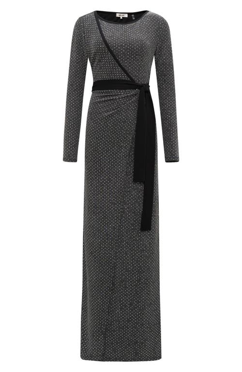 DVF Simona Long Sleeve Faux Wrap Maxi Dress in Grey 