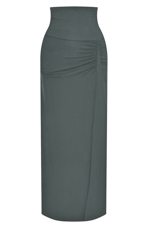 Pietro Brunelli Ruched Maternity Maxi Skirt In Medium Green