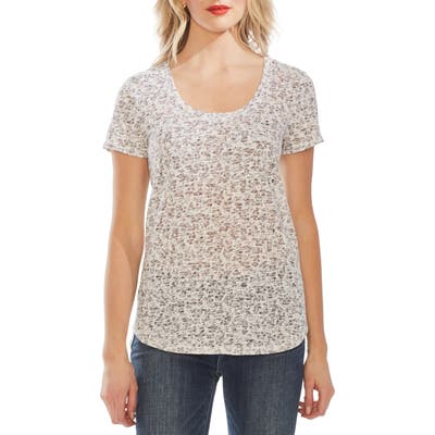 Vince Camuto Shadow Etching Burnout Tee, Ivory