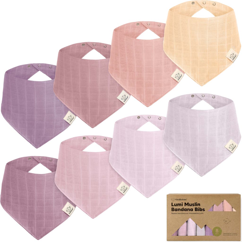Keababies 8-pack Lumi Muslin Bandana Bibs In Lavender