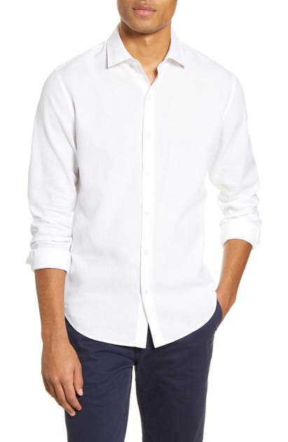 Bonobos Unbutton Down Slim Fit Button-up Linen Blend Shirt In White ...