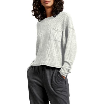 Michael Stars Long Sleeve Brushed Thermal Knit Top, Grey
