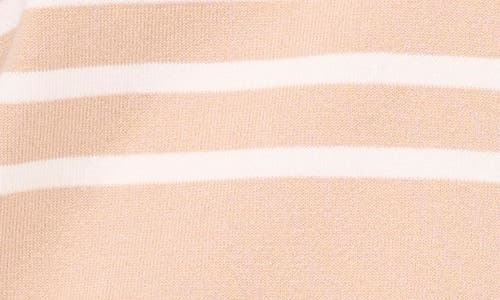 Shop Cece Stripe Short Sleeve Cotton Sweater In Oxford Beige