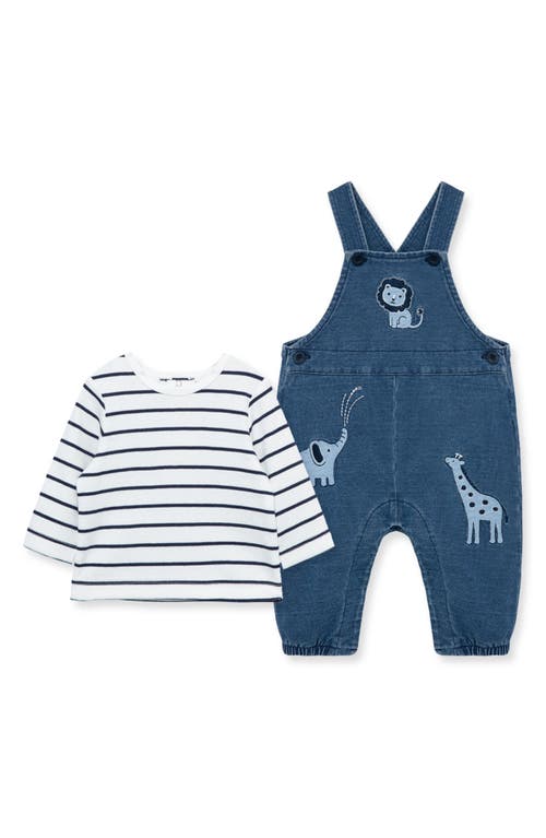 Little Me Safari Long Sleeve Top & Overalls in Blue