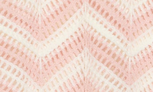 Laundry By Shelli Segal Zigzag Crocheted Sweater In Marshmallow/blush