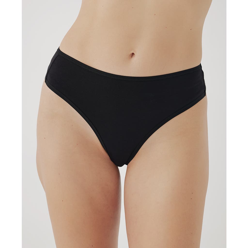 Shop Pact Organic Cotton Everyday High Rise Thong 6-pack In Charcoal Basics