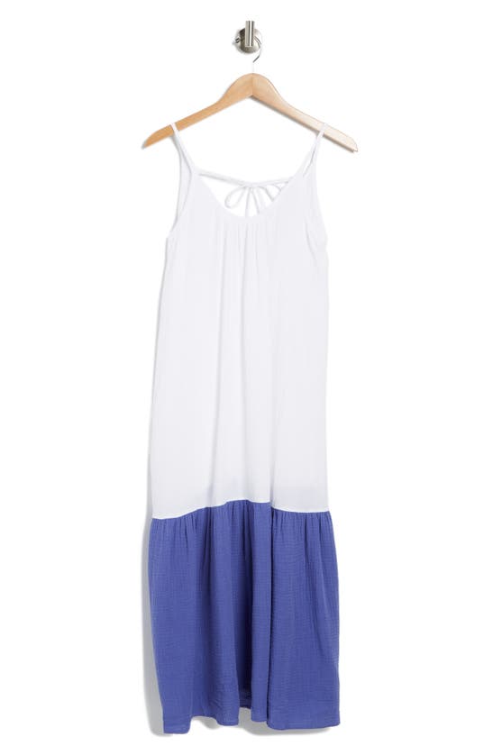 Stitchdrop Pawleys Cotton Tie Back Maxi Dress In Royal
