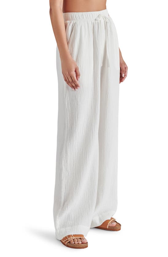 Shop Steve Madden June Wide Leg Cotton Gauze Pants In White