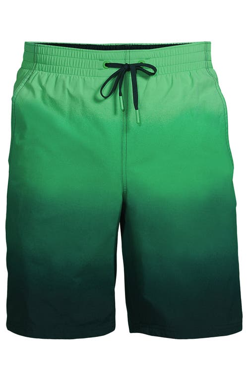 Shop Lands' End 9" Volley Swim Trunks In Deep Balsam/wintergreen Ombre