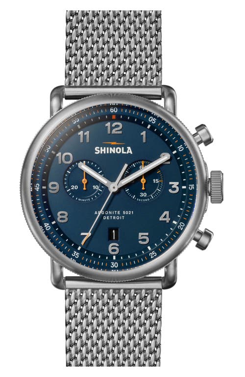 Shinola Canfield Model C56 Chronograph Mesh Strap Watch, 43mm in Blue 