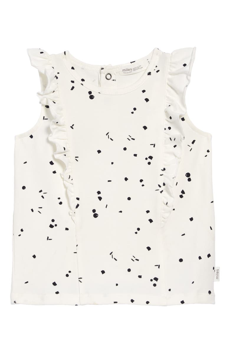 MILES BABY Ruffle Trim Print Tank, Main, color, OFF WHITE