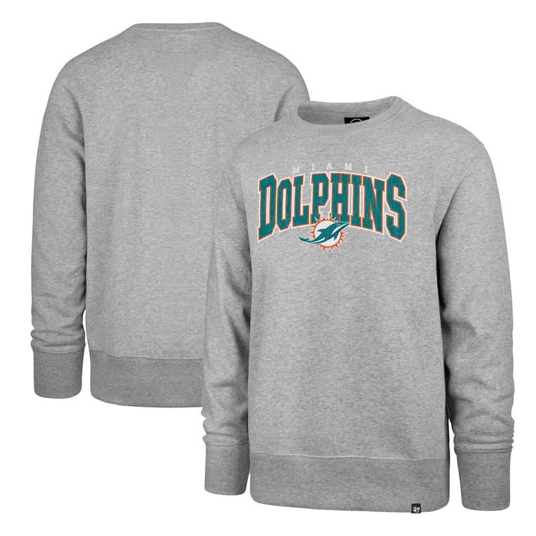 47 ' Gray Miami Dolphins Varsity Block Headline Pullover Sweatshirt