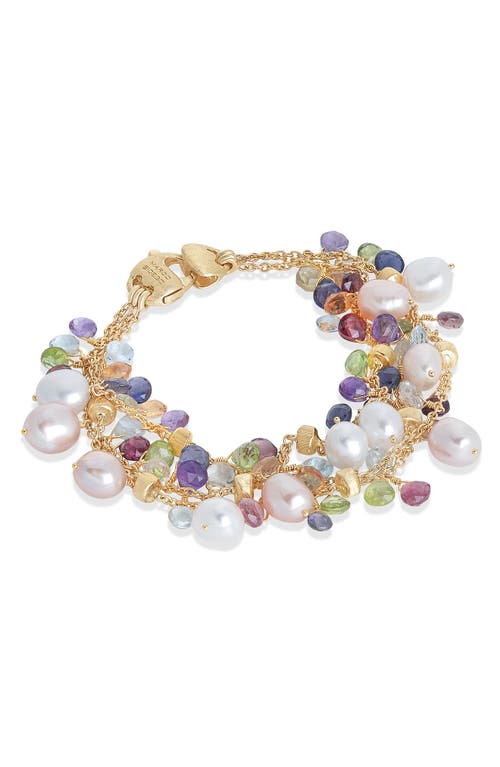 Paradise Semiprecous Stone & Freshwater Pearl Bracelet in Yellow Gold