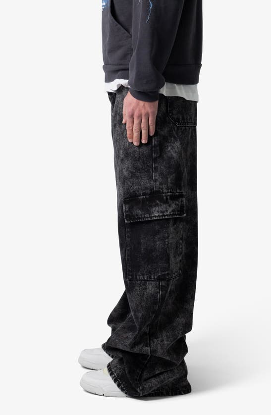 Shop Mnml Void Baggy Cargo Jeans In Washed Black