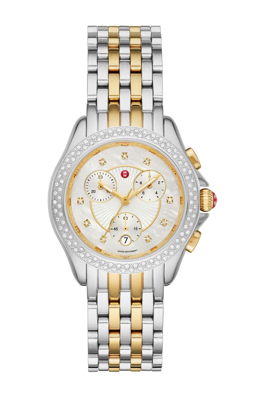 Michele Women's Belmore Chronoraph Diamond Embellished Bracelet Watch