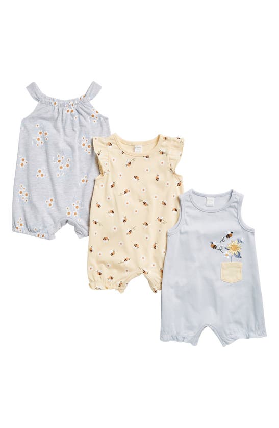 Shop Petit Lem 3-pack Assorted Rompers In Light Blue Bees