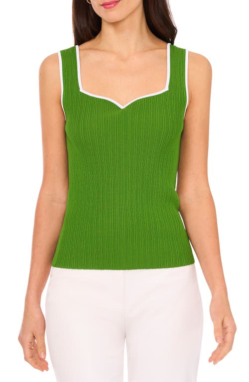 halogen(r) Piped Sweetheart Neck Sweater Tank Top in Salted Lime