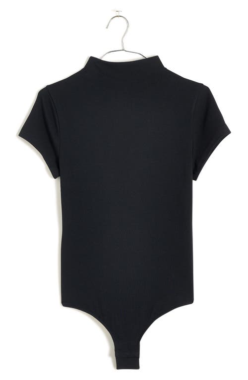 Shop Madewell Mock Neck Thong Bodysuit In True Black