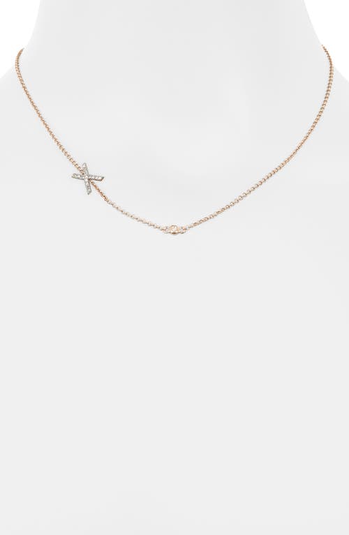Meshmerise Bezel Diamond Initial Chain Necklace In Rose-x