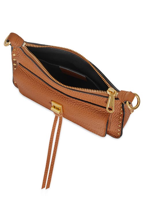 Shop Rebecca Minkoff Mini Darren Leather Crossbody Bag In Caramello