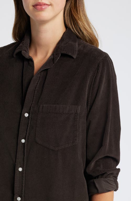 Shop Frank & Eileen Rory Long Sleeve Cotton Corduroy Midi Shirtdress In Espresso