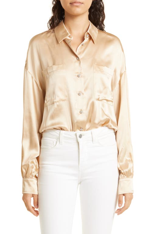 CAMI NYC Belkis Silk Charmeuse Shirt Bodysuit in Soy