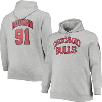 Men's Mitchell & Ness Dennis Rodman Heathered Gray Chicago Bulls Big & Tall Name & Number Pullover Hoodie in Heather Gray