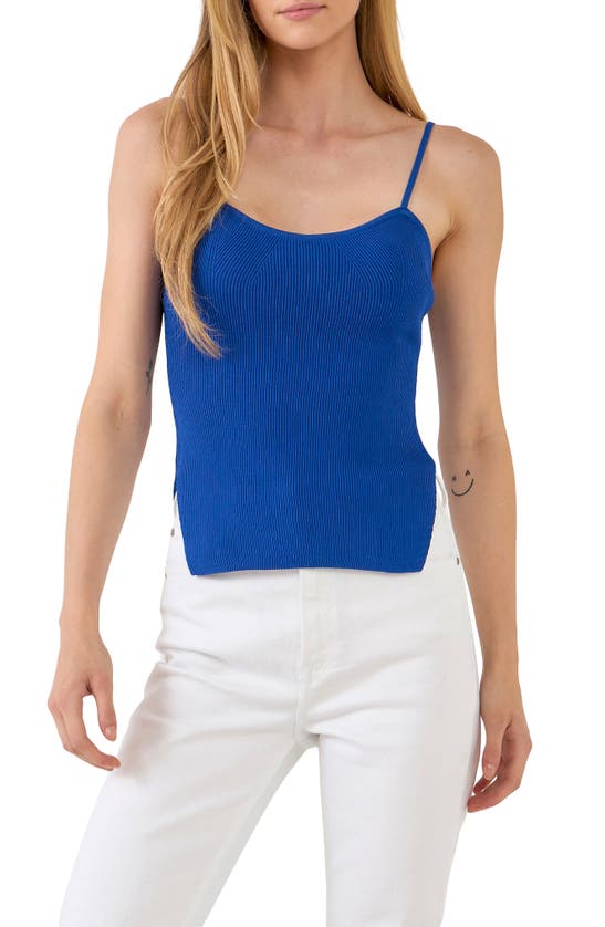 Shop Endless Rose Ribbed Corset Camisole In Blue