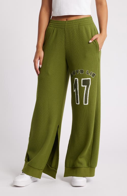 Shop Boys Lie Lucky Ones Waffle Knit Wide Leg Joggers In Olive