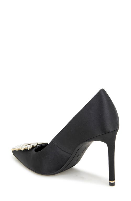 Kenneth Cole Quinnly Jewel Pointed Toe Pump In Black Satin