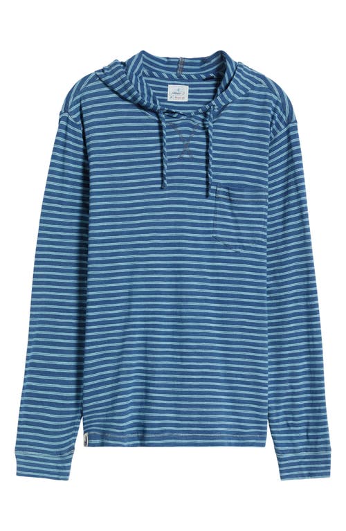 Johnnie-o Zeus Stripe Pullover Hoodie In Indigo