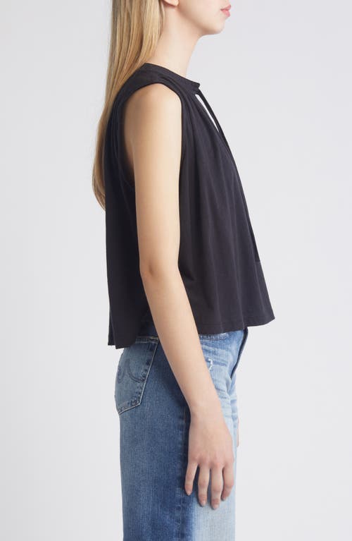 Shop Nation Ltd Via Tie Neck Tank In Jet Black