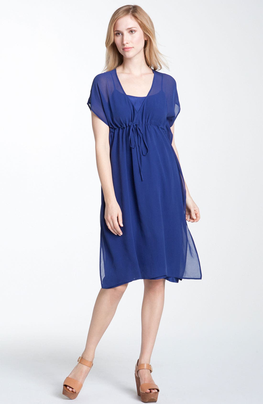 Eileen Fisher V-Neck Silk Chiffon Dress | Nordstrom