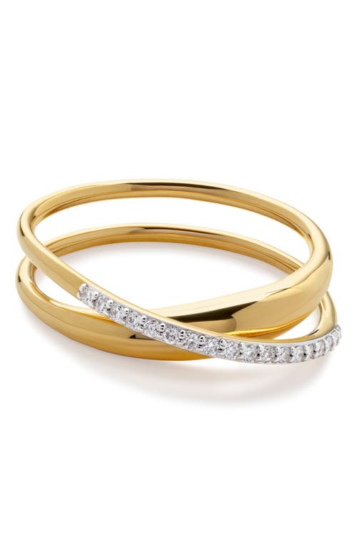 Shop Monica Vinader Nura Wrap Ring In 18ct Gold Vermeil/lab Diamond