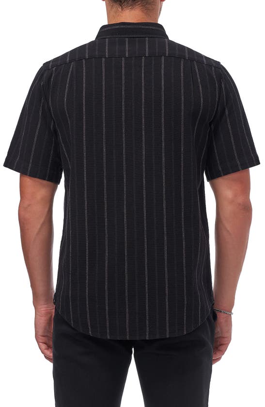 Shop Ezekiel Hollow Short Sleeve Button-up Cotton Shirt In Black