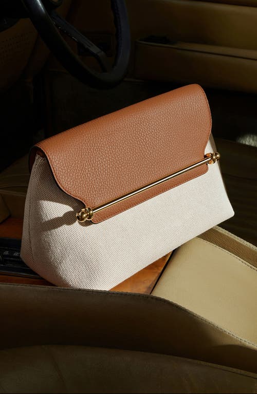 Strathberry Stylist Casual Canvas & Leather Crossbody Bag In Ecru/ Tan