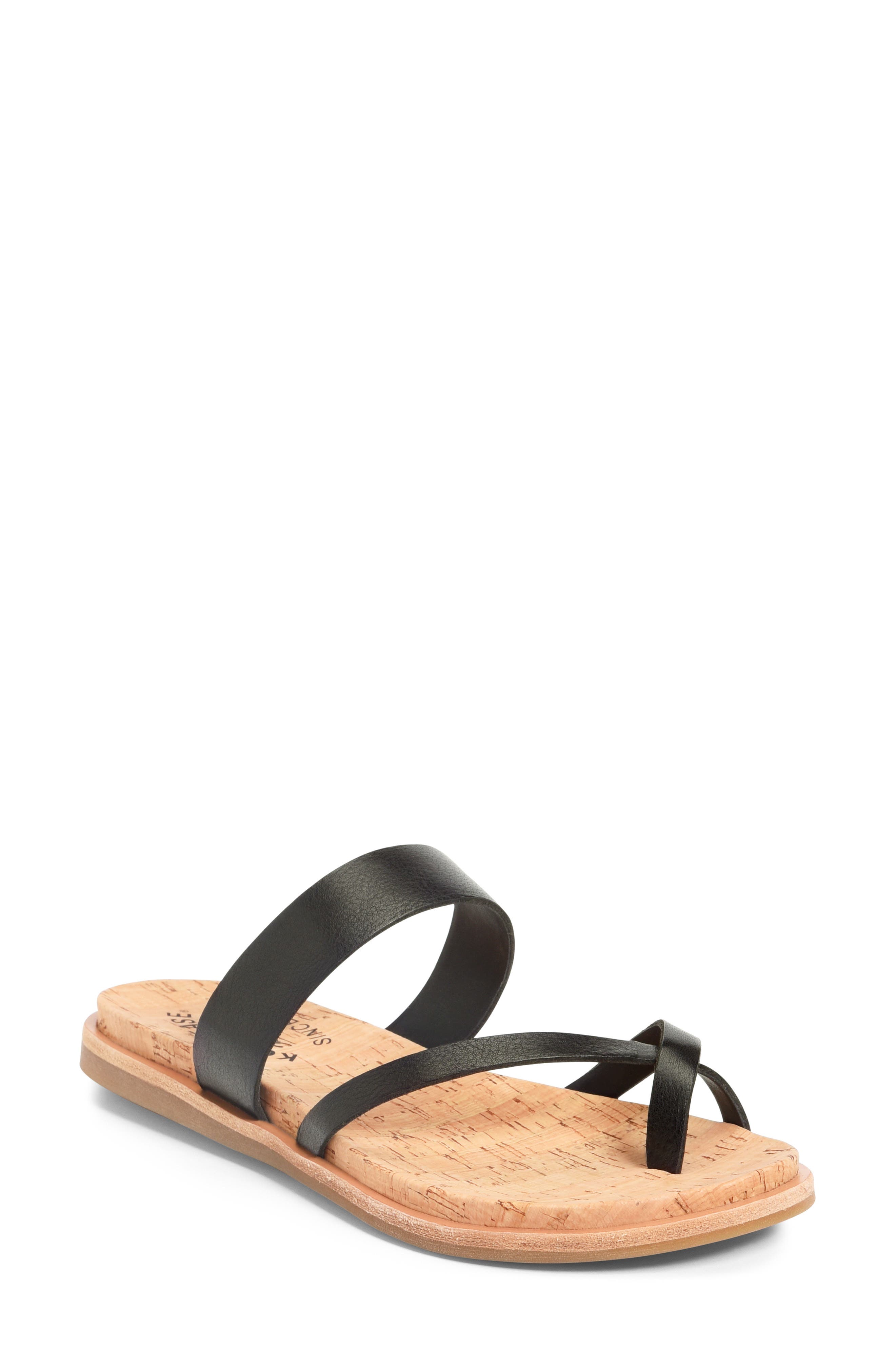 Kork-Ease(R) Belinda Slide Sandal in Black Leather at Nordstrom, Size 6 ...