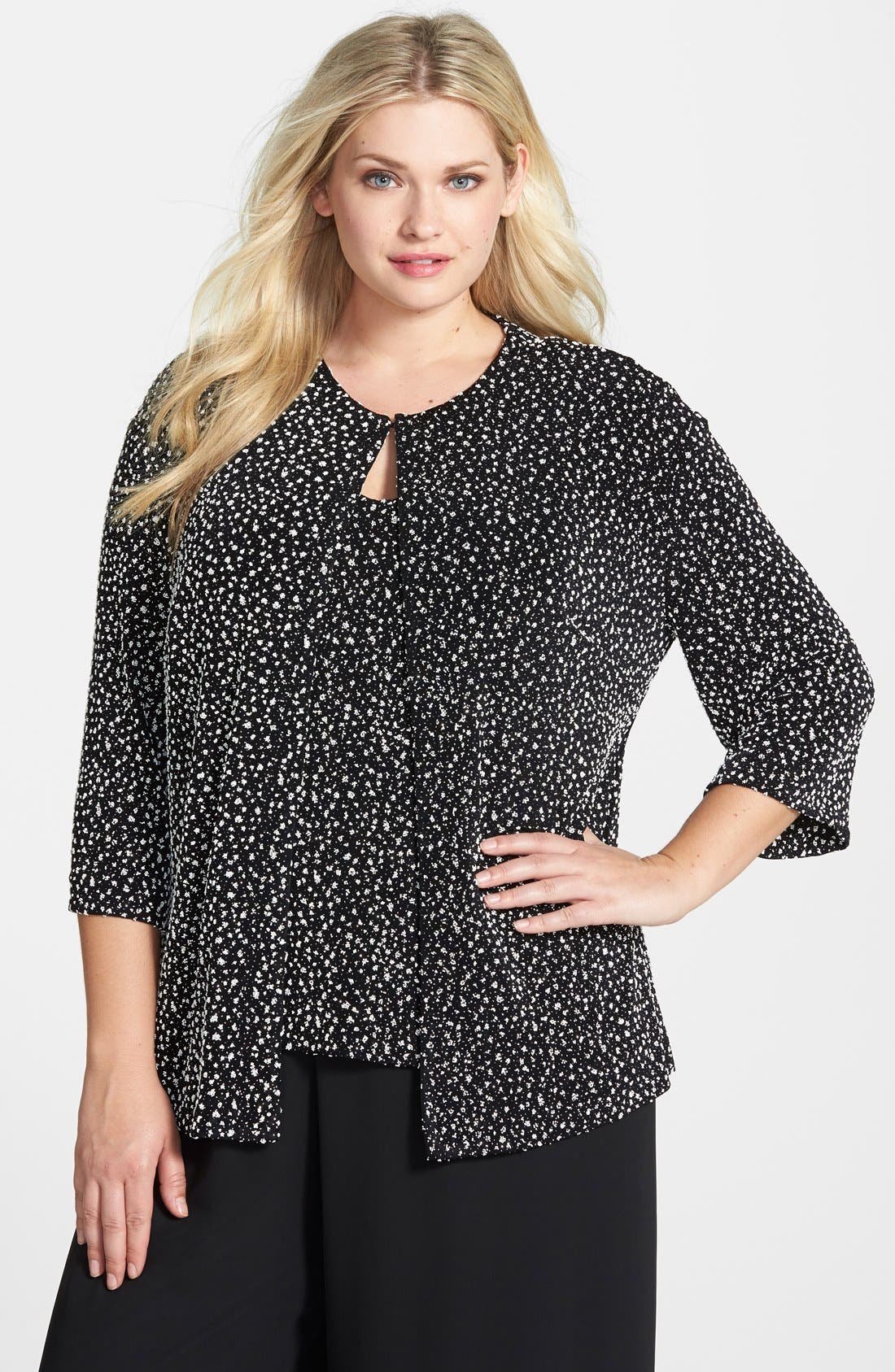 Alex Evenings Three Quarter Sleeve Beaded Twinset (Plus Size) Nordstrom