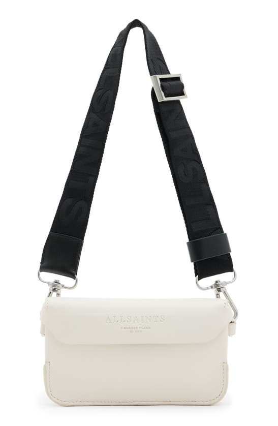 Shop Allsaints Zoe Leather Crossbody Bag In Desert White