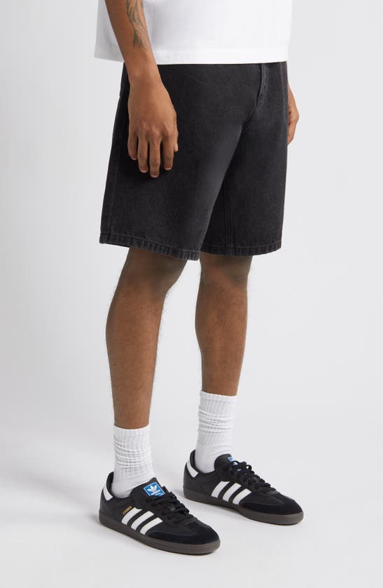 Shop Obey Bigwig Baggy Denim Shorts In Faded Black