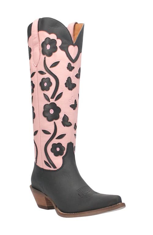 Goodness Gracious Western Boot in Black/Pink