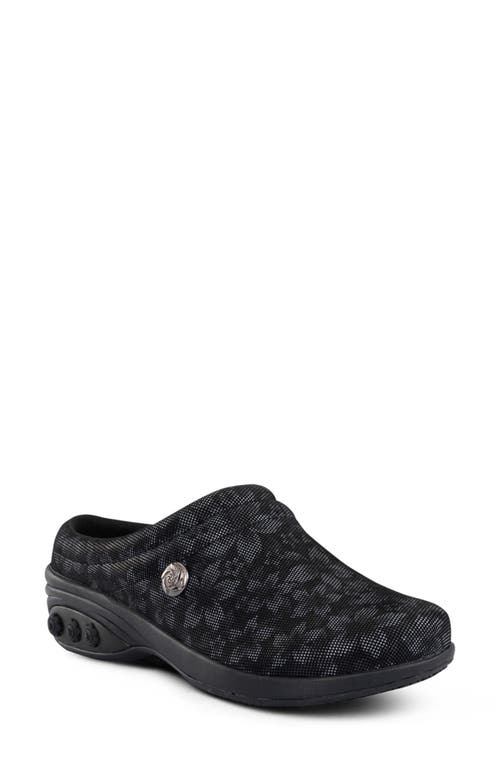 Therafit Molly Leather Clog In Black/grey Flowers