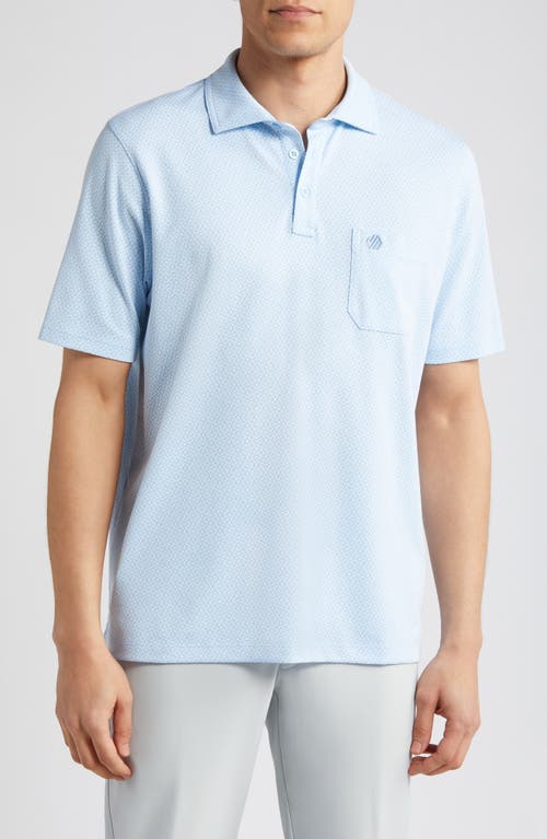 XC4 Geo Pattern Performance Pocket Polo in Light Blue/white