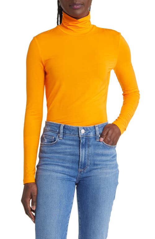 & Other Stories Long Sleeve Fitted Turtleneck Top in Orange