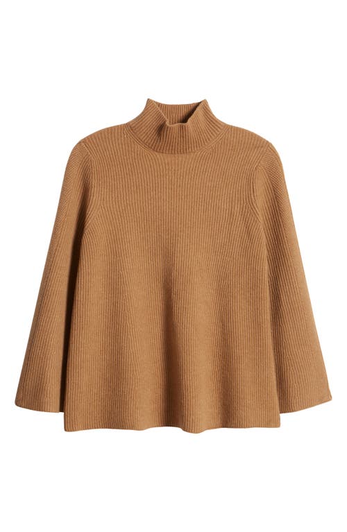 Shop Anne Klein Mock Neck Rib Sweater In Vicuna